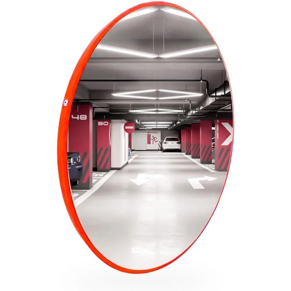 orange convex safety mirror for indoor and outdoor wide angle visibility