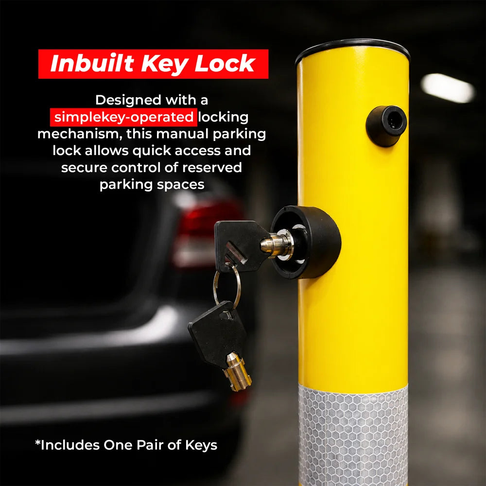 yellow lockable parking bollard for private parking protection