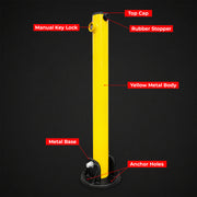 Parking Post Security Barrier 67CM Yellow Fold Down Bollard