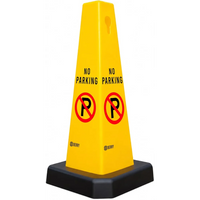 yellow no parking cone with weighted base for stable placement