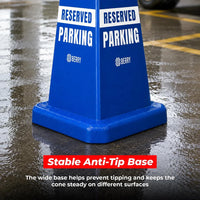 blue parking cone for disabled access and reserved parking