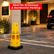 yellow parking control cone with weighted base for designated no parking zones