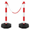 Traffic Safety Delineator Posts with Chain – Red and White Adjustable Posts with Fillable Bases