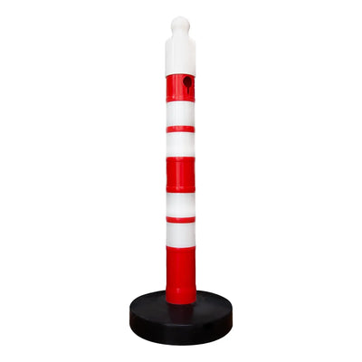 120CM Reflective Delineator Post Red with Sand Weighted Base, Sign Socket & Chain Connection