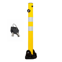 yellow reflective fold down parking barrier for reserved parking spaces