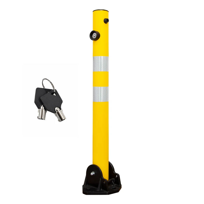 yellow reflective fold down parking barrier for reserved parking spaces