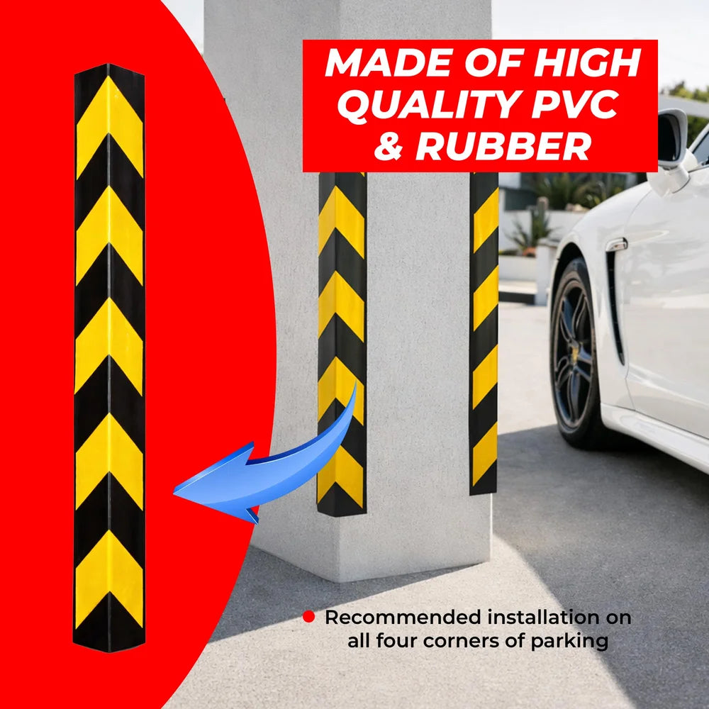 rubber wall corner guard with reflective strips for parking and warehouse use