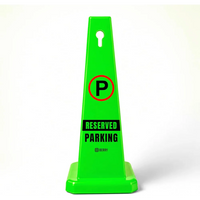 green reserved parking cone for designated parking space identification