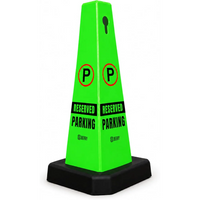 green reserved parking cone with weighted base for stable parking control