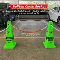 green reserved space cone for clear parking identification