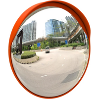 orange outdoor convex safety mirror for roadside visibility and traffic awareness
