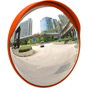 orange outdoor convex safety mirror for roadside visibility and traffic awareness