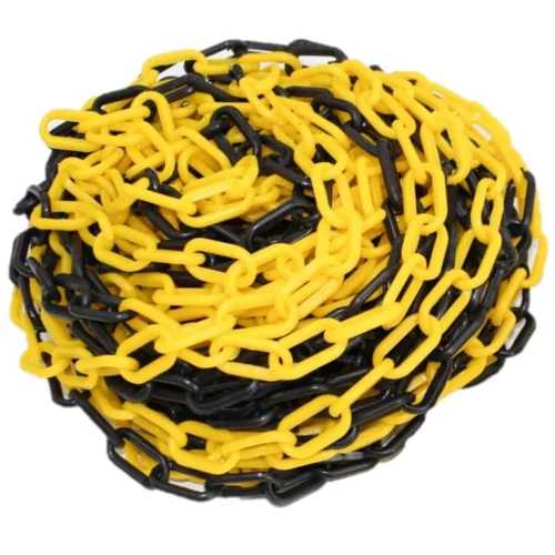 10 Meter 6MM Plastic Chain - Yellow and Black, Highly Visible Plastic Barrier Chain