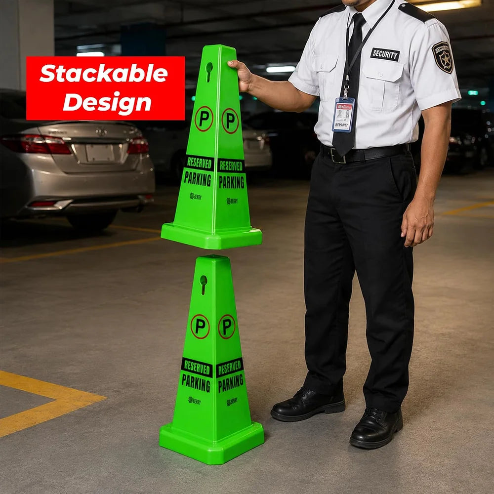 green traffic parking marker cone for vehicle parking management