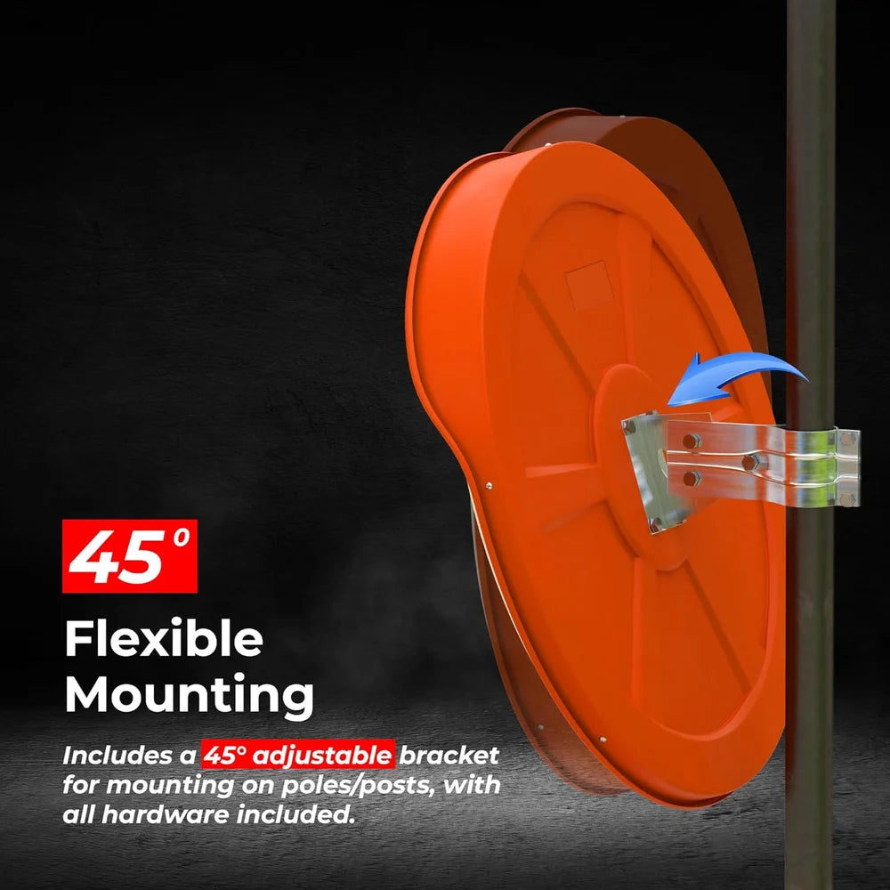 orange outdoor convex traffic safety mirror for road monitoring