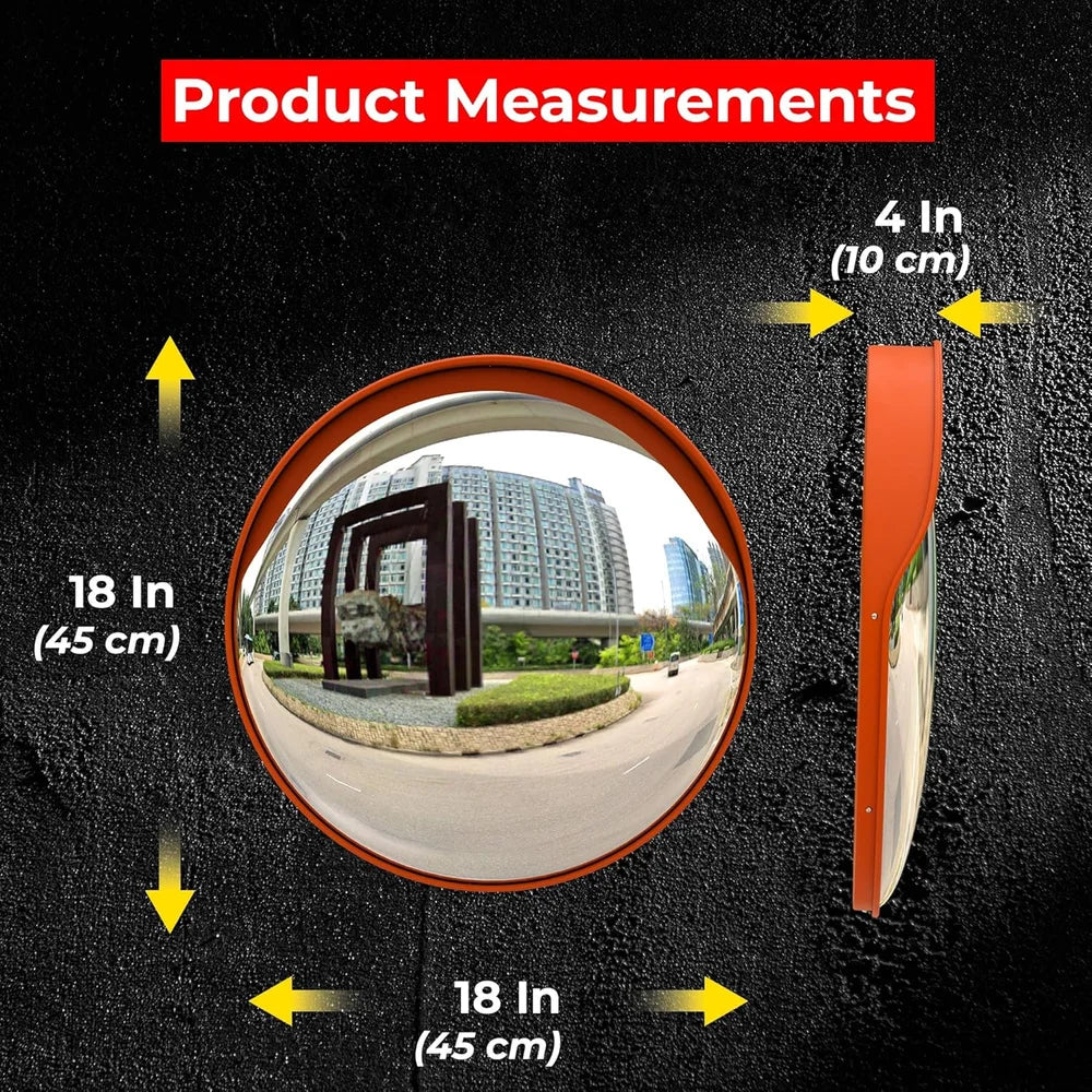 outdoor wall mounted convex mirror for surveillance and safety
