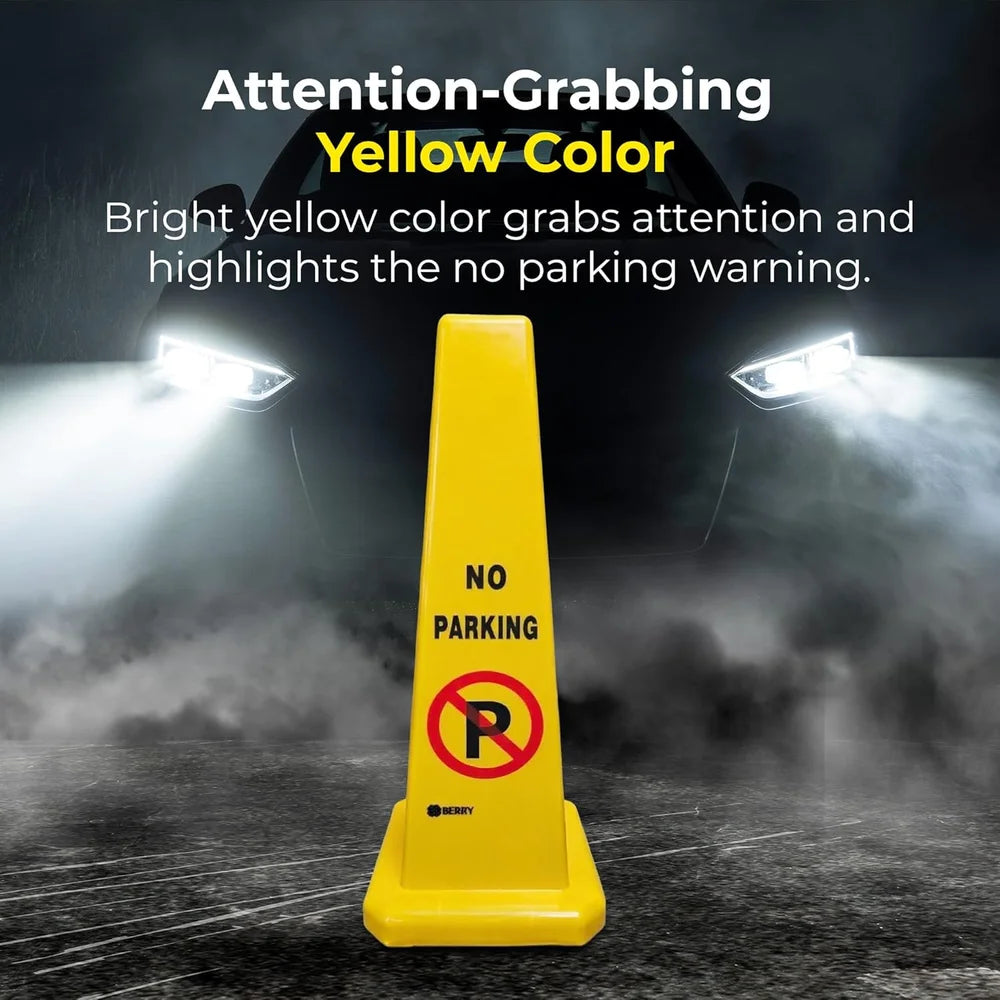 yellow no parking warning cone for restricted parking areas